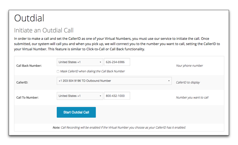 Tossable Digits Support: Outdial Feature