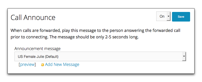 Tossable Digits Support: Call Announce
