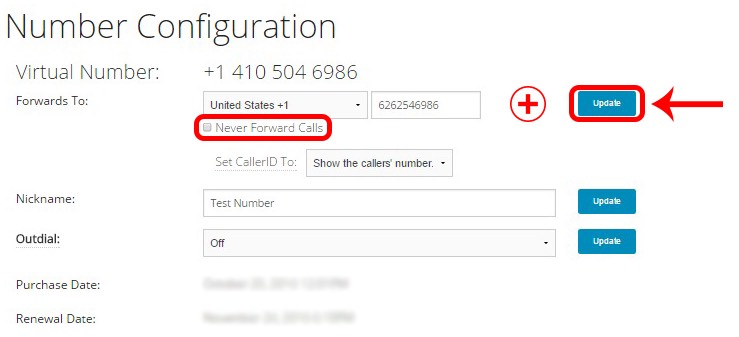 Tossable Digits Support: Step 4: How to Change your Forwarding Phone Number
